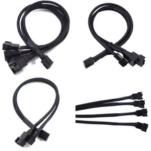 Load image into Gallery viewer, High Quality 4 Pin Pwm Fan Cable 1 To 2/3/4 Ways Splitter Black Sleeved 27cm Extension Cable Connector 4Pin PWM Extension Cables
